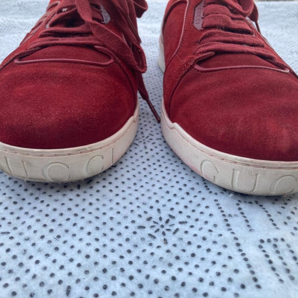 Vintage Gucci Prince Nappa Moorea Rosso Red Suede Sneaker Trainer Shoes 8.5G - Picture 5 of 13